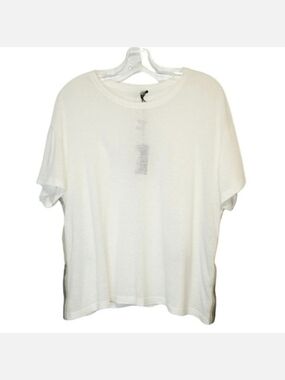 🔥LAST CHANCE🔥💲⬇️Monrow Triple Striped Trim Cream T-Shirt, Size XL ~ NWT